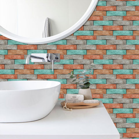 Green and Orange Marble Textured Floor Stickers Elegant Peel and Stick 6pcs Green and Orange Marble Textured Floor Stickers Elegant Peel and Stick 6pcs