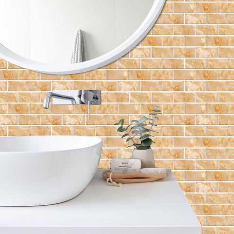 Light Yellow Marble Textured Floor Stickers Warm Peel and Stick 6pcs Light Yellow Marble Textured Floor Stickers Warm Peel and Stick 6pcs