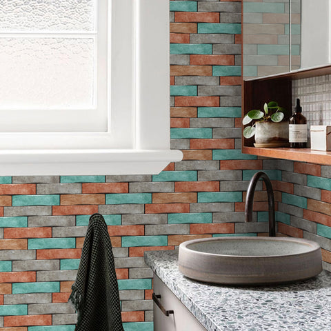 Green and Orange Marble Textured Floor Stickers Elegant Peel and Stick 6pcs Green and Orange Marble Textured Floor Stickers Elegant Peel and Stick 6pcs