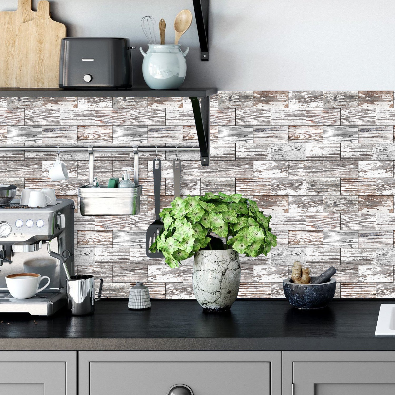 Soft Gray and White White Wood Wallpaper Splashback Soft Gray and White White Wood Wallpaper Splashback