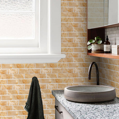 Light Yellow Marble Textured Floor Stickers Warm Peel and Stick 6pcs Light Yellow Marble Textured Floor Stickers Warm Peel and Stick 6pcs