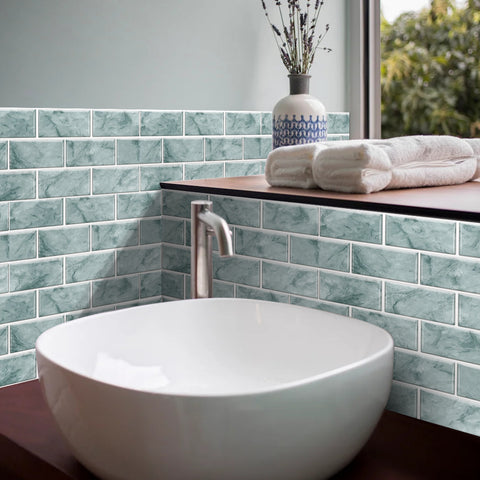 Lake Blue Marble Textured Floor Stickers Fresh Peel and Stick 6pcs Lake Blue Marble Textured Floor Stickers Fresh Peel and Stick 6pcs