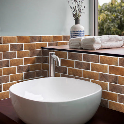 Warm Brown Marble Textured Floor Stickers Rustic Peel and Stick Warm Brown Marble Textured Floor Stickers Rustic Peel and Stick