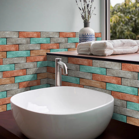 Green and Orange Marble Textured Floor Stickers Elegant Peel and Stick 6pcs Green and Orange Marble Textured Floor Stickers Elegant Peel and Stick 6pcs