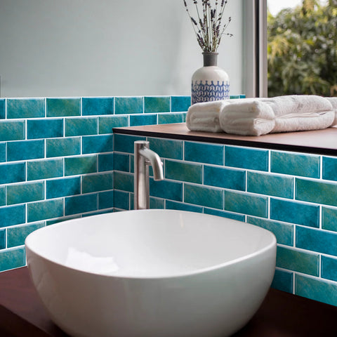 Fresh Blue Green Marble Textured Floor Stickers Rustic Warm Peel and Stick Fresh Blue Green Marble Textured Floor Stickers Rustic Warm Peel and Stick