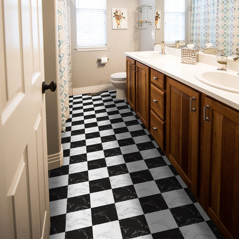 DIY Flooring for Kitchen, Dining Room, Bedrooms & Bathrooms, 12" x 12", Peel and Stick Floor Tile Black and White, (5pcs) DIY Flooring for Kitchen, Dining Room, Bedrooms & Bathrooms, 12" x 12", Peel and Stick Floor Tile Black and White, (5pcs)