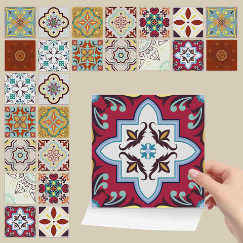 24pcs Floral Flower Wall Tile Paper Peel and Stick Removable Waterproof Wallpaper for Cabinet Kitchen Bathroom 24pcs Floral Flower Wall Tile Paper Peel and Stick Removable Waterproof Wallpaper for Cabinet Kitchen Bathroom