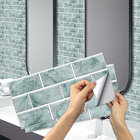 Lake Blue Marble Textured Floor Stickers Fresh Peel and Stick 6pcs Lake Blue Marble Textured Floor Stickers Fresh Peel and Stick 6pcs