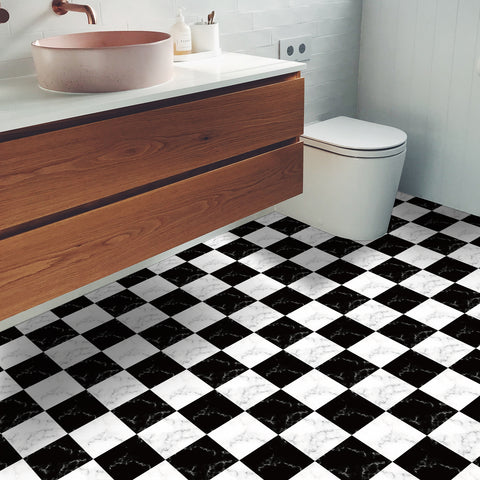 DIY Flooring for Kitchen, Dining Room, Bedrooms & Bathrooms, 12" x 12", Peel and Stick Floor Tile Black and White, (5pcs) DIY Flooring for Kitchen, Dining Room, Bedrooms & Bathrooms, 12" x 12", Peel and Stick Floor Tile Black and White, (5pcs)