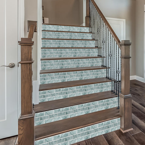 Lake Blue Marble Textured Floor Stickers Fresh Peel and Stick 6pcs Lake Blue Marble Textured Floor Stickers Fresh Peel and Stick 6pcs