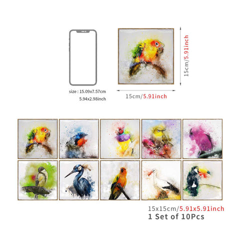 Decorative Bird and Flower Wall Decals - Provence Style Peel and Stick Tile Stickers, Waterproof and Removable, Unique Wall Decals for Kitchen  Bathroom Office, Indoor Decorative Bird and Flower Wall Decals - Provence Style Peel and Stick Tile Stickers, Waterproof and Removable, Unique Wall Decals for Kitchen  Bathroom Office, Indoor