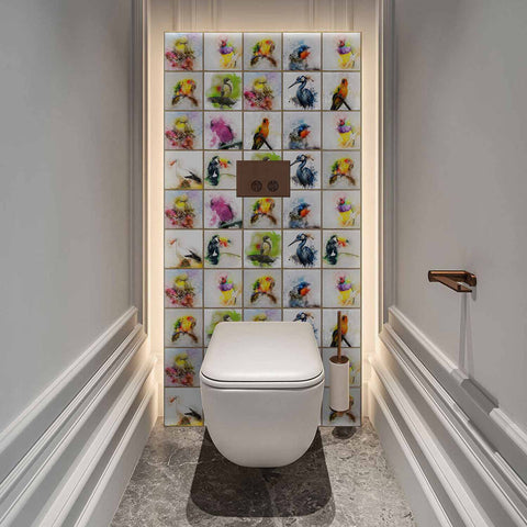 Decorative Bird and Flower Wall Decals - Provence Style Peel and Stick Tile Stickers, Waterproof and Removable, Unique Wall Decals for Kitchen  Bathroom Office, Indoor Decorative Bird and Flower Wall Decals - Provence Style Peel and Stick Tile Stickers, Waterproof and Removable, Unique Wall Decals for Kitchen  Bathroom Office, Indoor