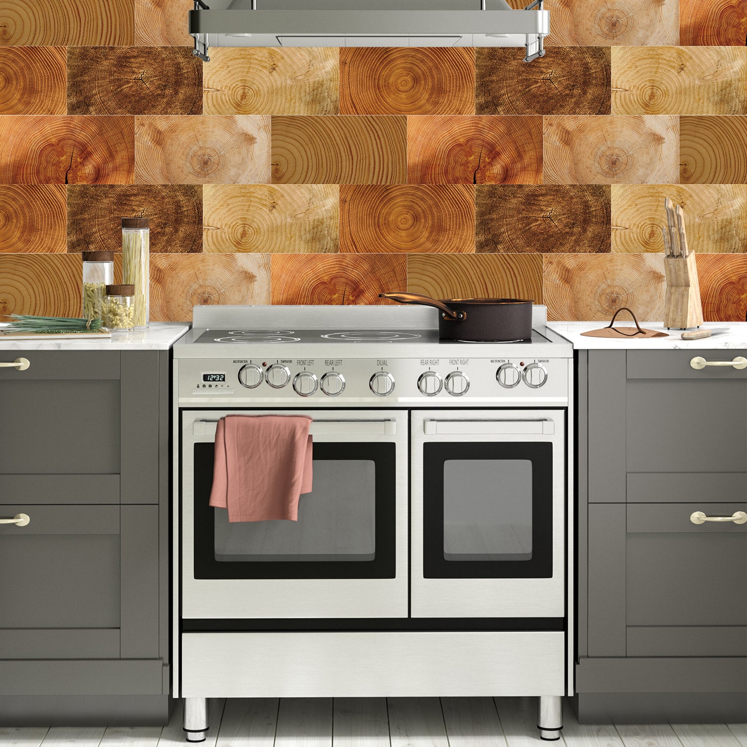 Rustic Tree Ring Wood Grain PVC  Wallpaper for Kitchen Rustic Tree Ring Wood Grain PVC  Wallpaper for Kitchen