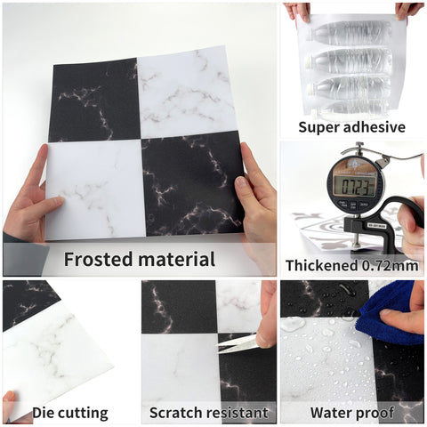 DIY Flooring for Kitchen, Dining Room, Bedrooms & Bathrooms, 12" x 12", Peel and Stick Floor Tile Black and White, (5pcs) DIY Flooring for Kitchen, Dining Room, Bedrooms & Bathrooms, 12" x 12", Peel and Stick Floor Tile Black and White, (5pcs)