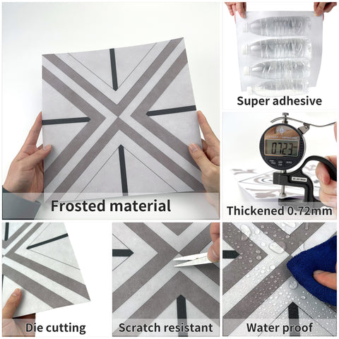5 Pcs Peel and Stick Frosted Vinyl Floor Tiles Sticker for Kitchen Bathroom, Waterproof Backsplash Sticker Wall Tile Stickers, 12x12inch, Geometric Lines Marble 5 Pcs Peel and Stick Frosted Vinyl Floor Tiles Sticker for Kitchen Bathroom, Waterproof Backsplash Sticker Wall Tile Stickers, 12x12inch, Geometric Lines Marble