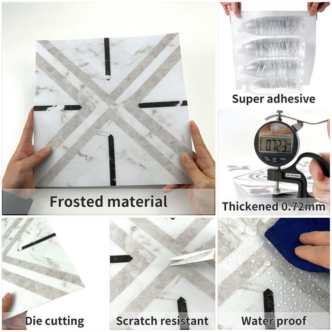 5 Pcs Peel and Stick Frosted Vinyl Floor Tiles Sticker for Kitchen Bathroom, Waterproof Backsplash Sticker Wall Tile Stickers, 12x12inch, Geometric Lines Marble 5 Pcs Peel and Stick Frosted Vinyl Floor Tiles Sticker for Kitchen Bathroom, Waterproof Backsplash Sticker Wall Tile Stickers, 12x12inch, Geometric Lines Marble