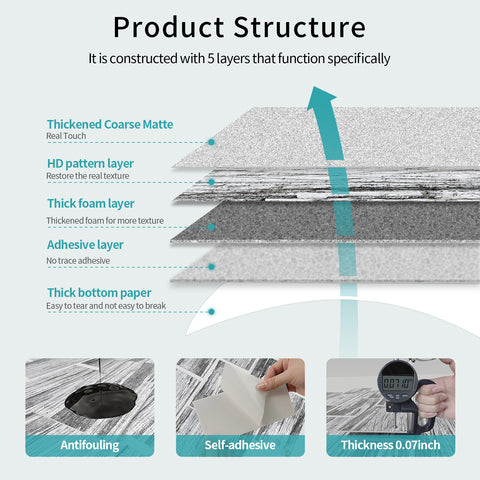 Thicken Gray Wood Effect PET Foam Wallpaper Thicken Gray Wood Effect PET Foam Wallpaper