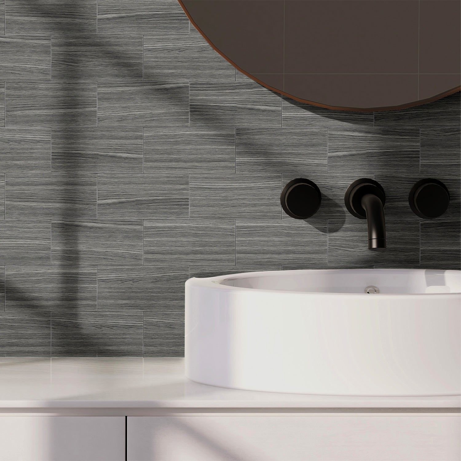 Grey Composite Wood Wallpaper for Bathroom Grey Composite Wood Wallpaper for Bathroom