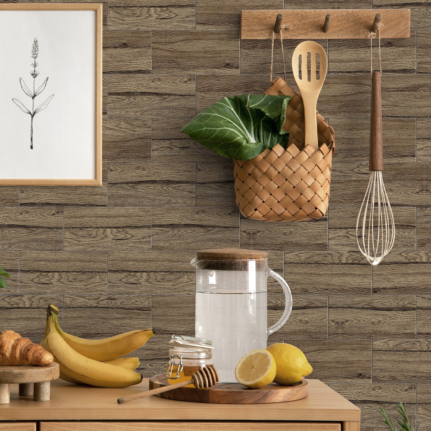 Tea Brown Realistic  Textured Wood Wallpaper for Kitchen Remodeling Tea Brown Realistic  Textured Wood Wallpaper for Kitchen Remodeling