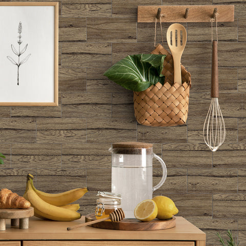 Tea Brown Realistic  Textured Wood Wallpaper for Kitchen Remodeling Tea Brown Realistic  Textured Wood Wallpaper for Kitchen Remodeling