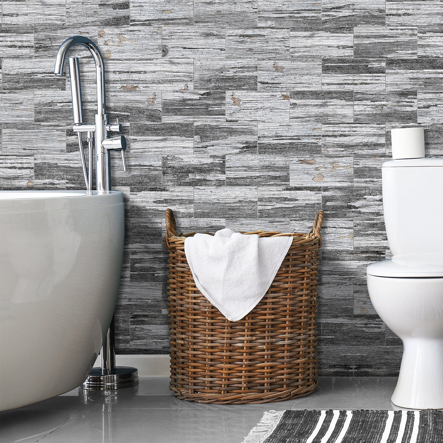 Waterproof Gray Wood Effect PET Foam Wallpaper Waterproof Gray Wood Effect PET Foam Wallpaper