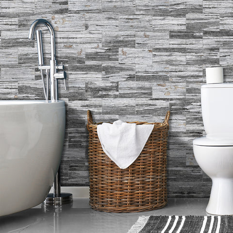 Waterproof Gray Wood Effect PET Foam Wallpaper Waterproof Gray Wood Effect PET Foam Wallpaper