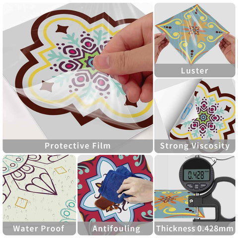 24pcs Floral Flower Wall Tile Paper Peel and Stick Removable Waterproof Wallpaper for Cabinet Kitchen Bathroom 24pcs Floral Flower Wall Tile Paper Peel and Stick Removable Waterproof Wallpaper for Cabinet Kitchen Bathroom