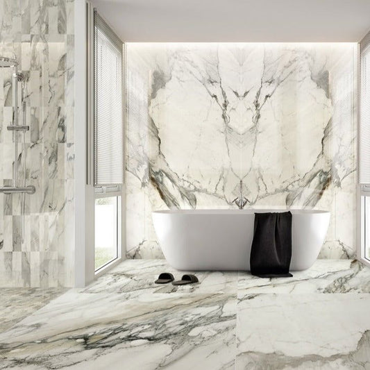 Bathroom Remodelling: Clever Use of Marble Wallpaper to Create A Unique Visual Effect