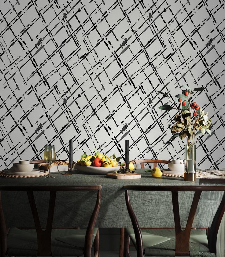 The Elegant Charm of Black and White Wallpaper : Creating an Elegant and Modern Dining Room Environment