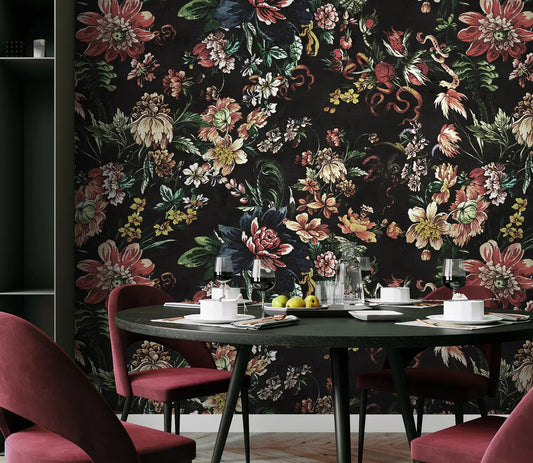 Dark Floral Wallpaper: New Trend in Restaurant Design