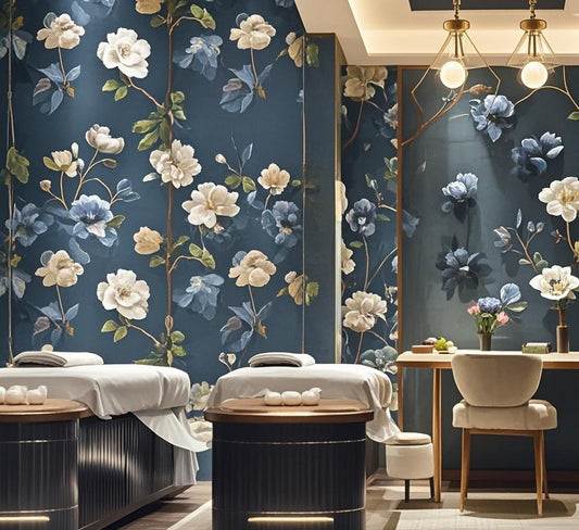 Dark Floral Wallpaper: Creating Tranquil Beauty Salon Haven