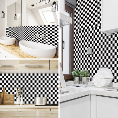 Black and White Stone Wallpaper Stonelike Mosaic Wall Tiles Sticker Stoner Peel and Stick