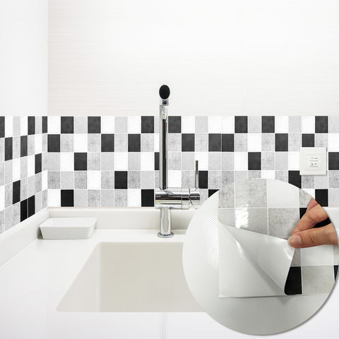 Black and White Grey Stone Wallpaper Stonelike Mosaic Wall Tiles Sticker Stoner Peel and Stick