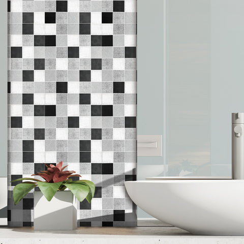 Black and White Grey Stone Wallpaper Stonelike Mosaic Wall Tiles Sticker Stoner Peel and Stick