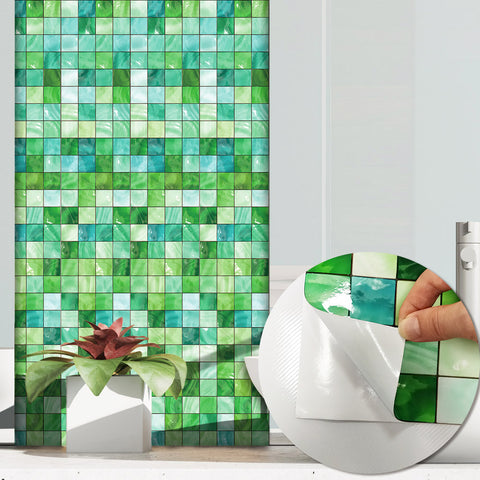 Green Stone Wallpaper Stonelike Mosaic Wall Tiles Sticker Stoner Peel and Stick Nature