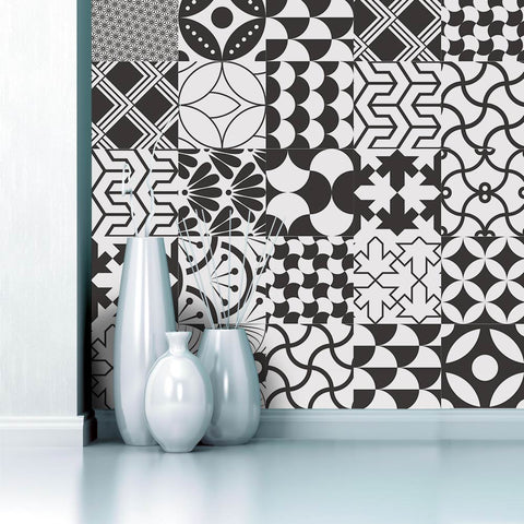 Black and white fashion - modern geometric ceramic tile stickers