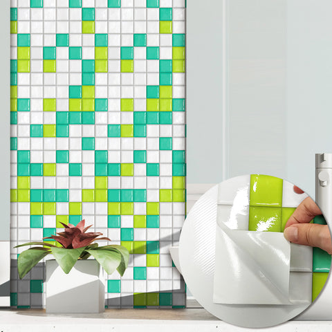 Green and Yellow Stone Wallpaper Stonelike Mosaic Wall Tiles Sticker Stoner Peel and Stick Nature