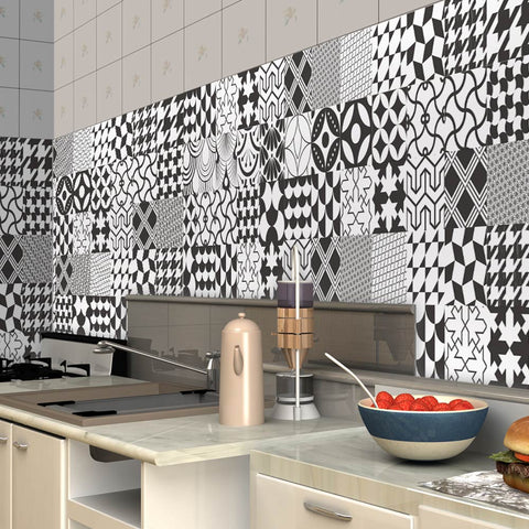 Black and white fashion - modern geometric ceramic tile stickers