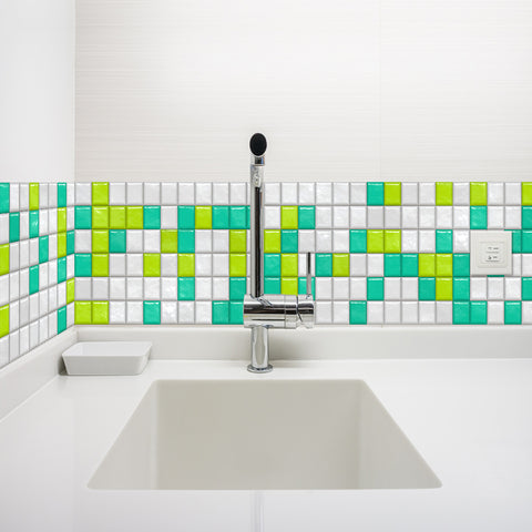 Green and Yellow Stone Wallpaper Stonelike Mosaic Wall Tiles Sticker Stoner Peel and Stick Nature