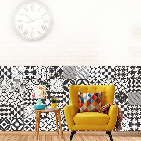 Black and white fashion - modern geometric ceramic tile stickers