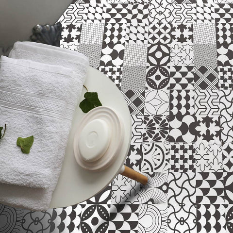 Black and white fashion - modern geometric ceramic tile stickers