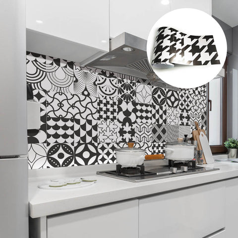 Black and white fashion - modern geometric ceramic tile stickers