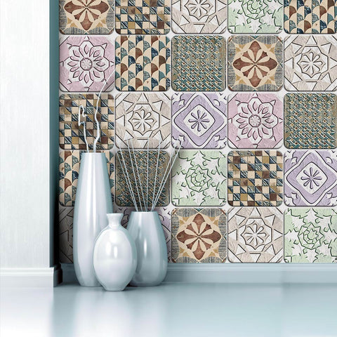 Soft pastels - Retro patterned tile stickers