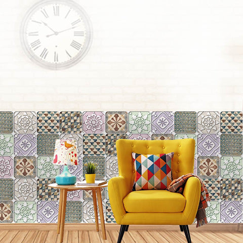 Soft pastels - Retro patterned tile stickers