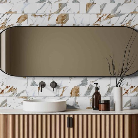 Grey and brown ink Marble Peel and Stick FLoor Tile Stickers Bathroom Self Adhesive