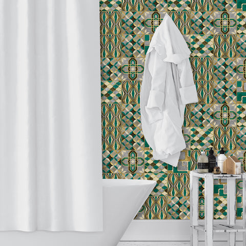 Fashionable gold and green tone: the modern art style of tile stickers