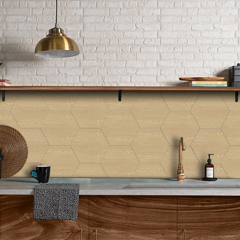 Creamy Light Oak Hexagonal Foam Porcelain Tiles