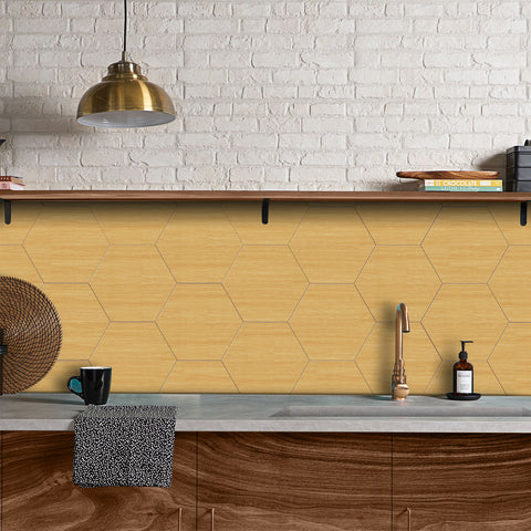 Light Oak Hexagonal Foam Tile Stickers