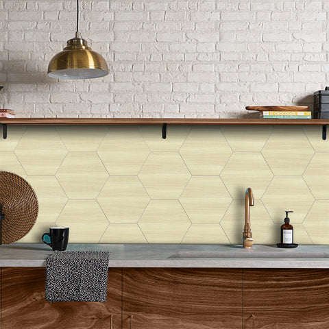 Pale Cream Oak Hexagonal Foam Porcelain Tiles