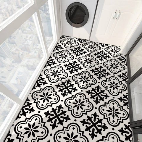 Sophisticated Monochrome Tile Overlays - Bold Floral and Geometric Accents